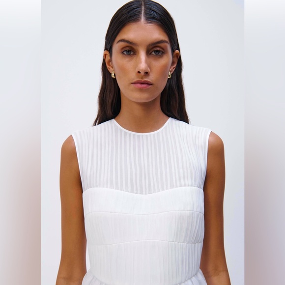 🆕#249 NWT~JONATHAN SIMKHAI Benton Tulle Plisse Midi Dress, Size 4 - Picture 5 of 16